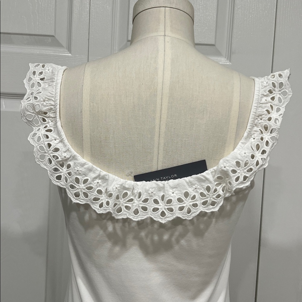 Ann Taylor White Eyelet Trim Tank Top - Picture 5 of 5